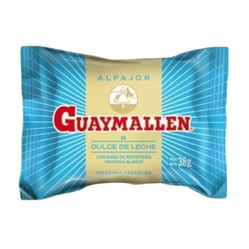 Guaymallen White Chocolate Covered Alfajor Filled with Dulce de Leche